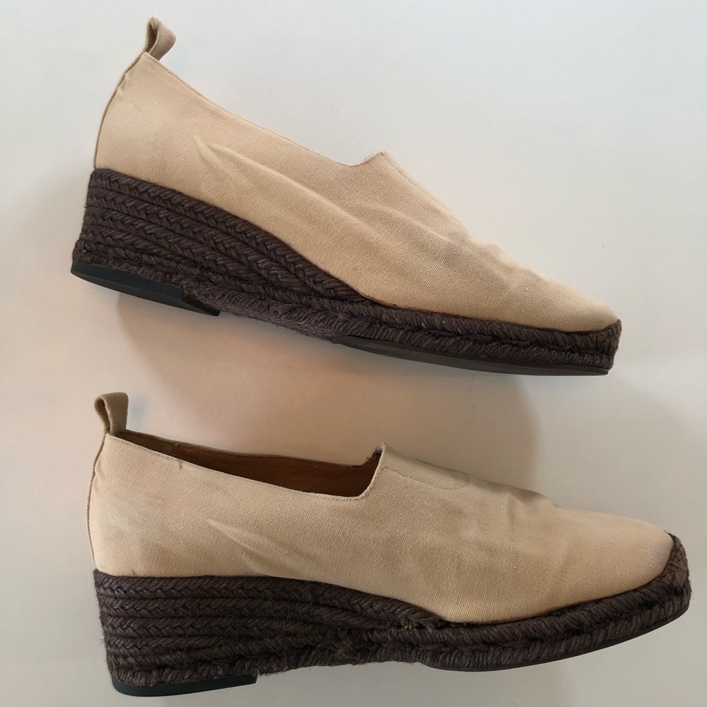 Vintage Yves Saint Laurent Canvas Espadrille Wedge Slip-On Shoes EU 40 US 9 - Picture 9 of 16